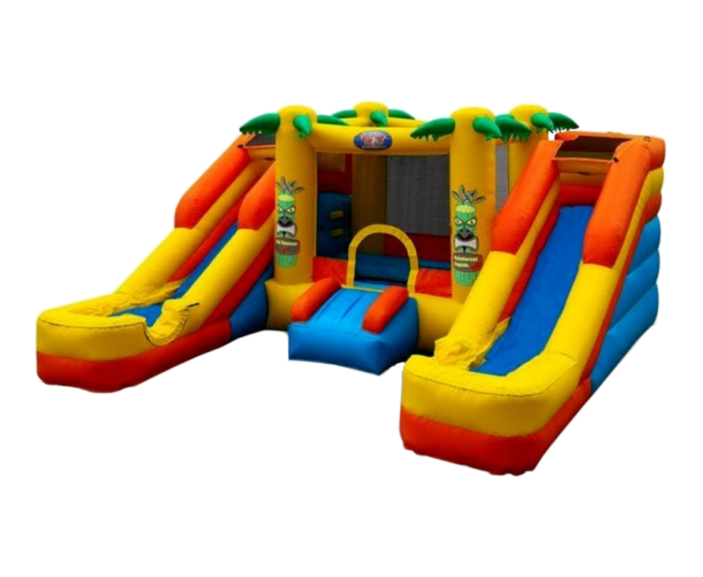 Two slide option and center fun house.